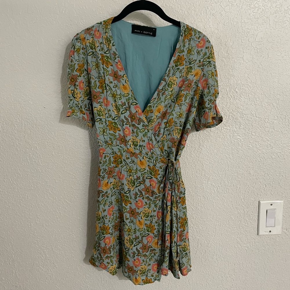 Mimi & Dottie Mini Floral Wrap Dress
